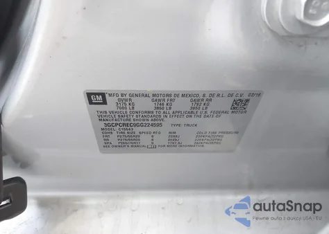 2016 Chevrolet Silverado 1500 1Lt из США, поврежденный, VIN 3GCPCREC9GG224595